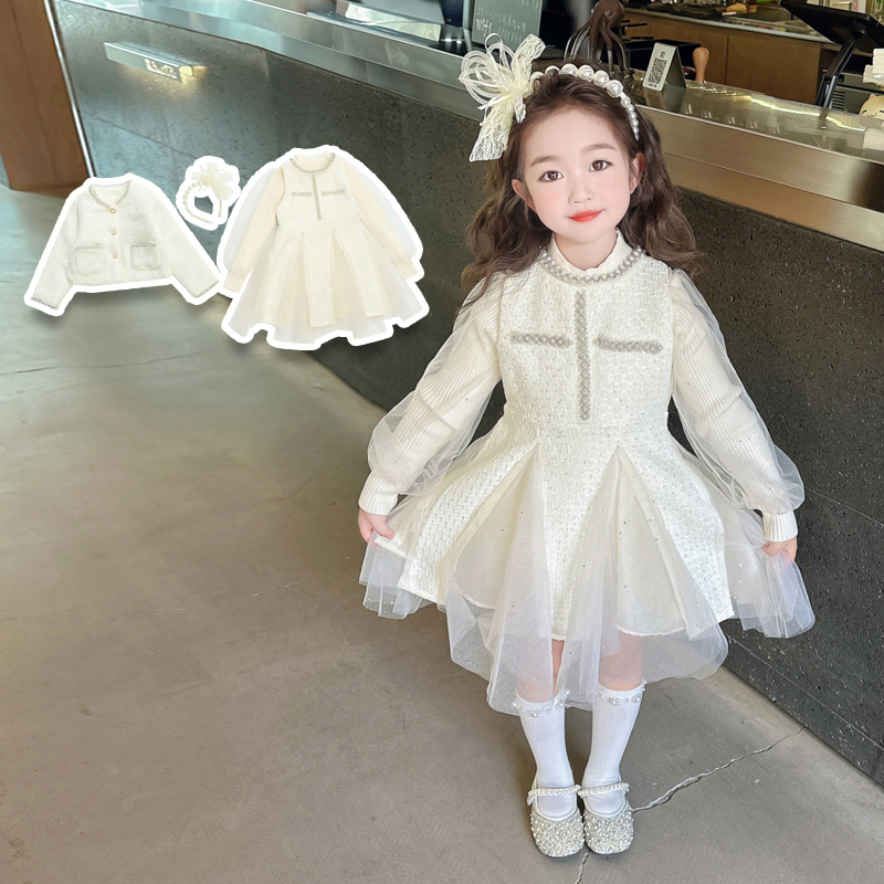 女童小香风亮片套装连衣裙
