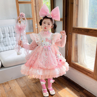 女童洛丽塔公主裙2025新款 洋气粉色凯蒂猫连衣裙礼服裙 儿童春秋款