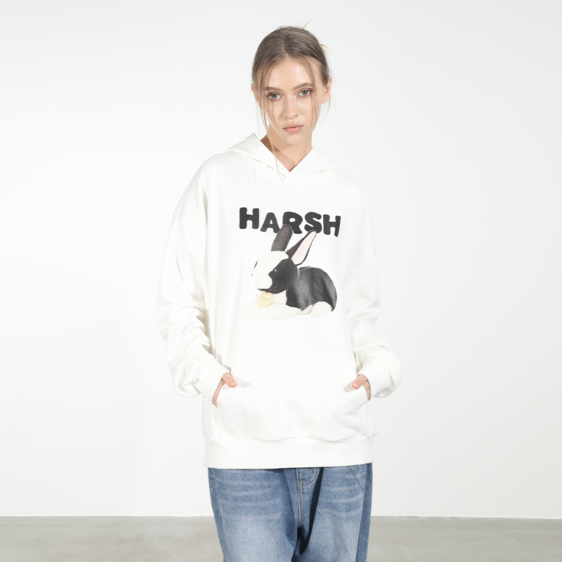 HACR黑白兔子连帽卫衣