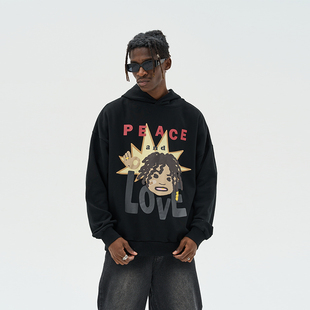harsh and cruel 街头脏辫金牙小黑人复古标语大爆炸字母宽松卫衣