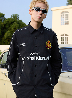 HACR丨harshandcruel 复古运动足球俱乐部美式元素翻领开衫衬衣