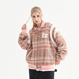 【王鹤棣 官鸿同款】harshandcruel哥特字体密边皮绣小香风棒球服