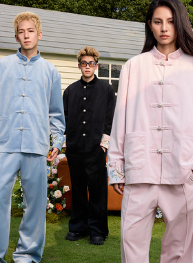 【杜海涛】HACR丨harshandcruel新中式唐装花卉丝绒开衫立领外套