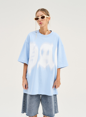 harshandcruel幻影哥特字logo街头宽松纯棉圆领短袖T恤