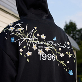 HACR harshandcruel飘零过肩小花花卉字体排版 绣花连帽卫衣