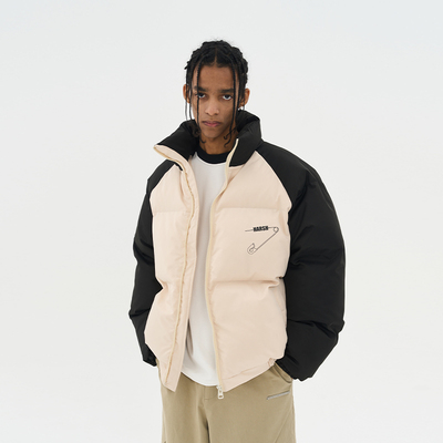 棉服保暖拼色美式街头