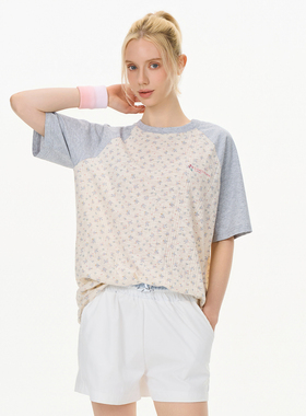 HACR碎花软糯肌理垂坠感插肩袖T恤 度假风休闲感短袖男女