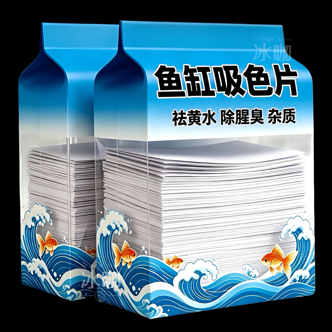 【高效净水】鱼缸吸色片去黄水污水色母片净水宝活性蛋白棉净化水