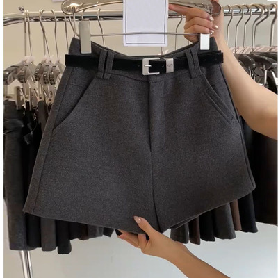 毛呢短裤女高腰显瘦2025秋冬新款
