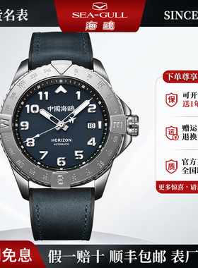 正品海鸥手表男士天际罗盘飞行员空军计时夜光自动机械表男表1123