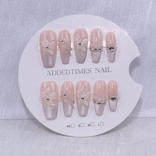 Gold Butterfly Almond Press On Nails