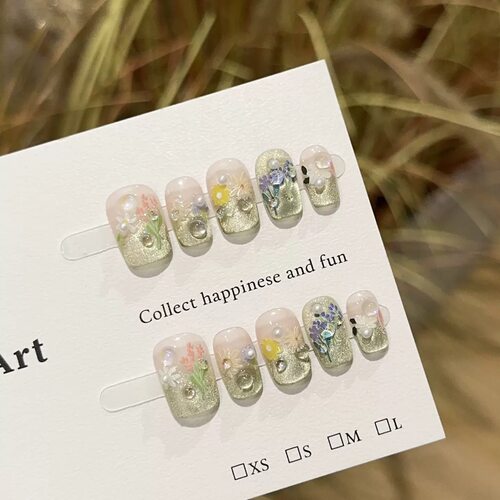 Milky White Cat Eye Handmade Press On Nails