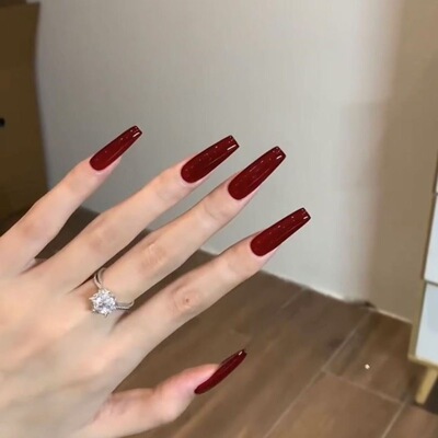 Classic Red Long Square Press On Nails for a Bold Statement