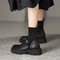 LEATHER BOOTS SHORT WOMEN 2024 NEW MARTIN BOOTS WOMENS PLATFORM HIGH HEEL VINTAGE SOCK BOOTS AUTUMN AND WINTER BLOCK HEEL BOOTS FASHION