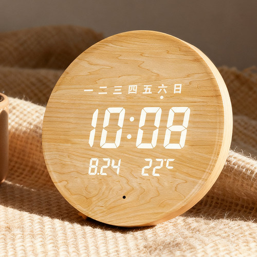 木纹万年历LED数字电子挂钟
