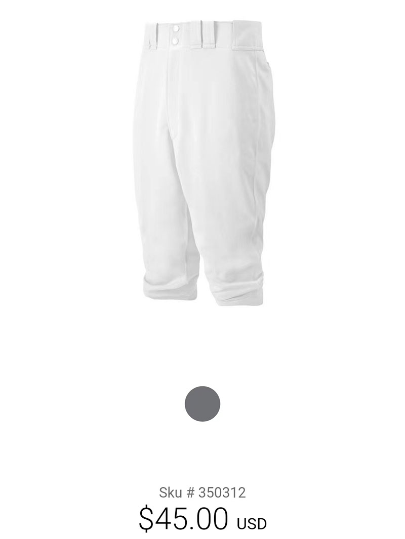 收款膝盖补强刺绣少年字垒球裤