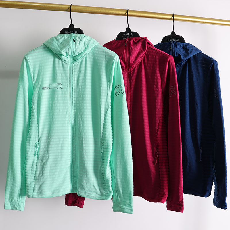 吸汗透气加绒保暖连帽运动抓绒衣