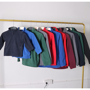 亲子款 双面绒防风保暖立领套头卫衣多色 儿童户外半拉链抓绒男