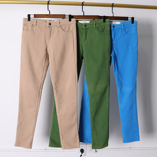 加绒多色高腰小脚裤 弹力收腹裤 女 显瘦九分休闲裤 子 修身 冬季