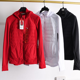 P棉户外保暖棉衣女拼接设计连帽加绒拉链运动休闲夹克外套跑步衣