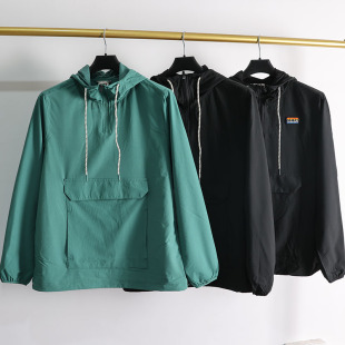 防水四面弹连帽夹克外套风衣b34 男 大码 户外连帽运动速干套头衫