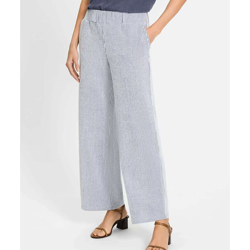 棉质条纹休闲裤宽松直筒裤
