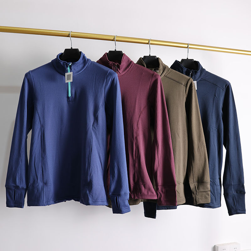 半拉链格绒保暖立领弹力速干衣