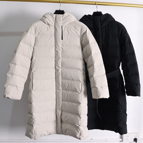 80绒中长款保暖系带收腰修身羽绒