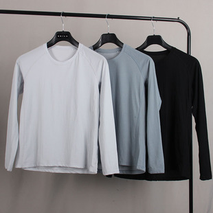 超轻薄强力抗菌吸汗圆领跑步衣 弹力速干T恤 情侣款 格纹户外长袖