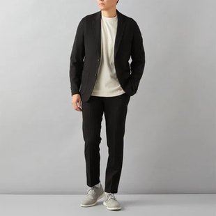 格纹弹力防静电两粒扣西服简约大气长袖 速干休闲上衣外套e102