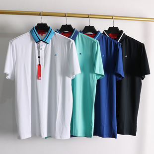 夏季 柔软舒适四面弹速干冷感透气Golf球服 运动高尔夫Polo衫 男