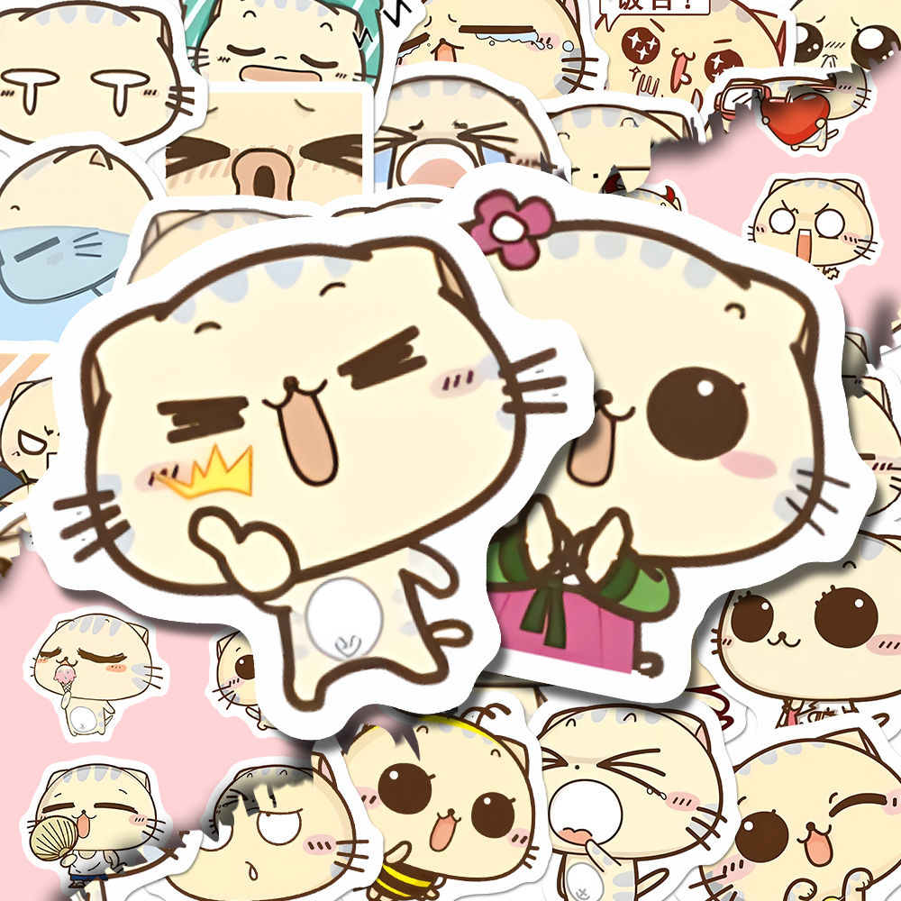 【全新升级】160张可爱cc猫高颜值小清新治愈喵喵贴纸防水高清diy