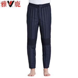 雅鹿中老年人羽绒裤男士内胆冬季保暖白鸭绒加厚高腰内穿爸爸棉裤