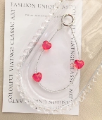 女 串珠2026新款 原创爱心水晶手机链钥匙扣挂件简约时尚 樱桃红新款
