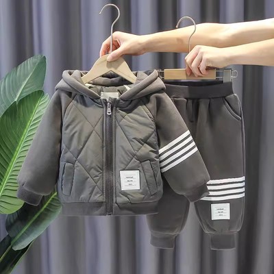 宝宝秋冬季加绒卫衣两件套