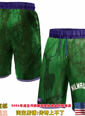 美国代购 密尔沃基雄鹿队 NBA x KidSuper Studios联名款运动球裤