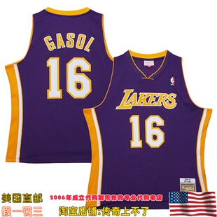 美国代购 湖人 mitchell ness 10赛季Swingman球迷版球衣 加索尔