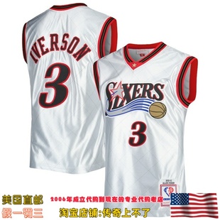美国直邮 76人 mitchellness Swingman球迷版75周年款球衣-艾弗森