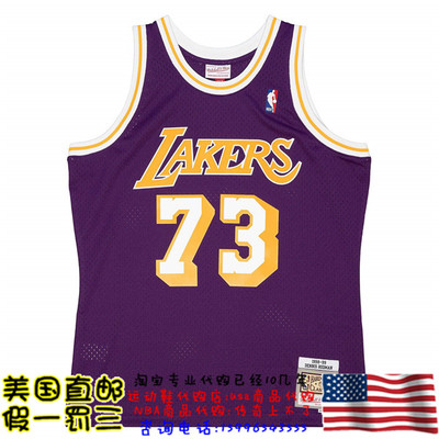 美国代购 湖人队mitchell ness Swingman球迷版99赛季球衣-罗德曼