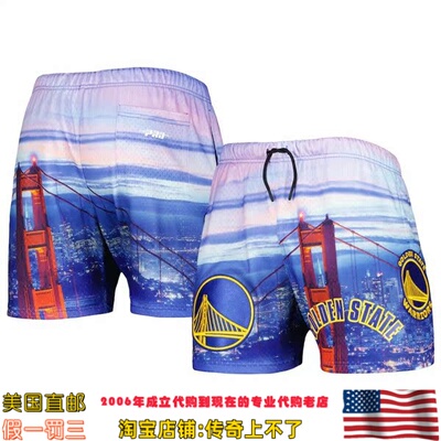美国直发你家 勇士队 Pro Standard Cityscape 联名款运动短裤