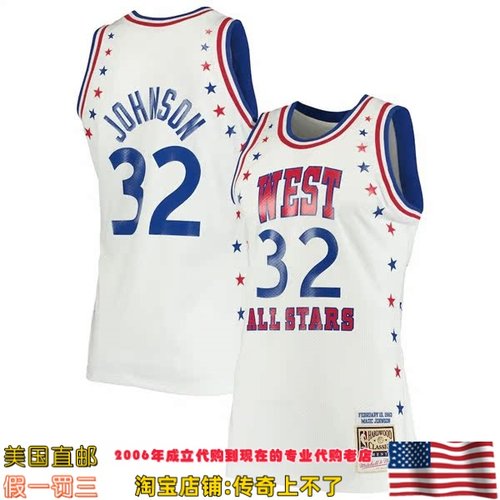 美国直邮 湖人mitchellness Authentic球员版83全明星球衣-约翰逊