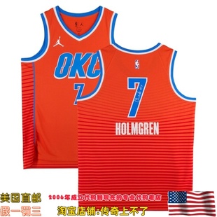 美国代购 雷霆队 霍姆格伦 亲笔签名 球迷版亲签球衣Fanatics认证