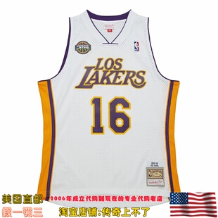 美国代购 湖人 mitchell ness 08赛季Swingman 球迷版球衣 加索尔