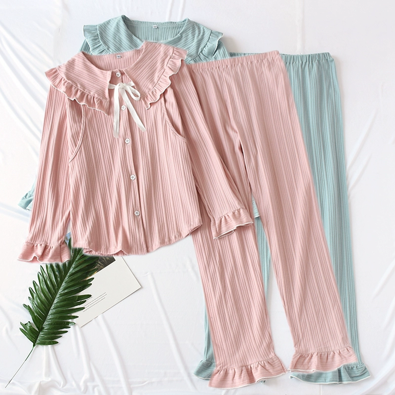 Tháng quần áo cotton mỏng cho bà bầu đồ ngủ sau sinh cho con bú mẹ mùa xuân và mùa thu về nhà đặt thai hè - Giải trí mặc / Mum mặc