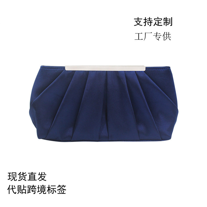 跨境新款欧美褶皱绸缎晚