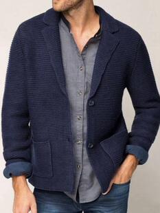 外贸男装2023秋冬休闲针织开衫外套男翻领长袖毛衣Men's knitwear