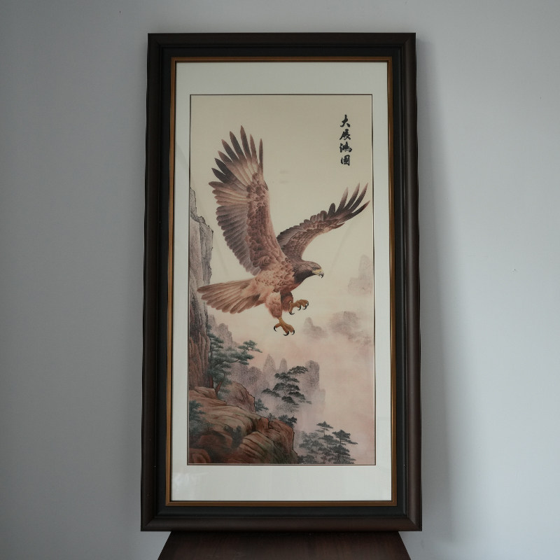 手工苏绣大展宏图成品木框挂画书房卧室客厅新中式非遗刺绣装饰画