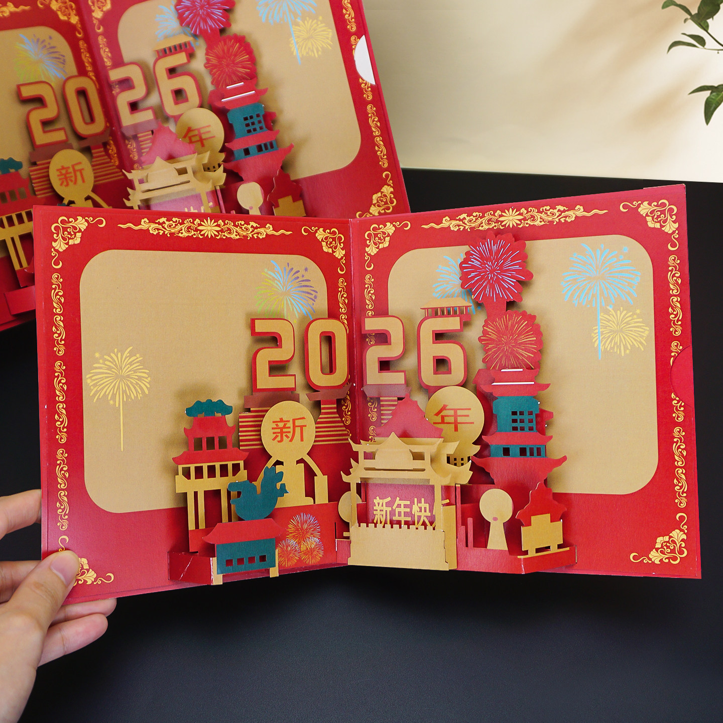 2026新年贺卡定制3d立体纸雕工艺创意国风马年春节祝福卡片送客户