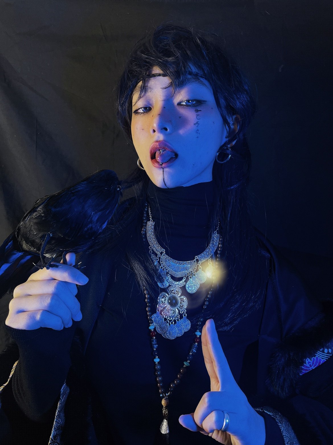 【月烈家】国潮苗疆少年兜帽斗篷帅气套装演出服原创设计款小蛊师