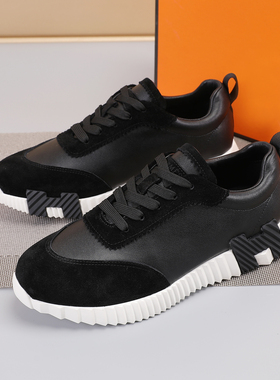 新款舒适休闲运动鞋男鞋拼接鞋面H字母撞色女鞋系带熊猫鞋潮鞋